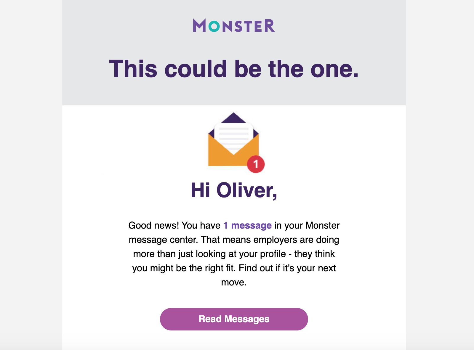 Monster Notification Email